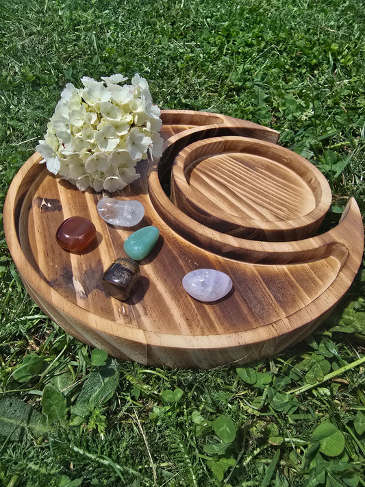 🌙 Wooden Crescent Moon Tray
