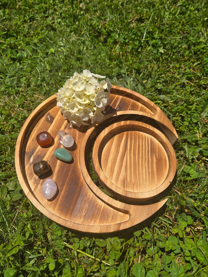 🌙 Wooden Crescent Moon Tray