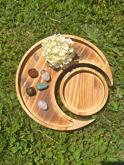 🌙 Wooden Crescent Moon Tray