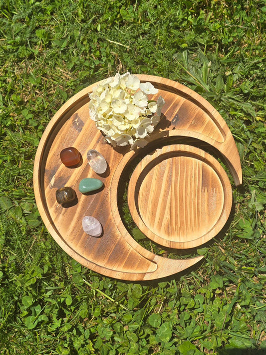 🌙 Wooden Crescent Moon Tray