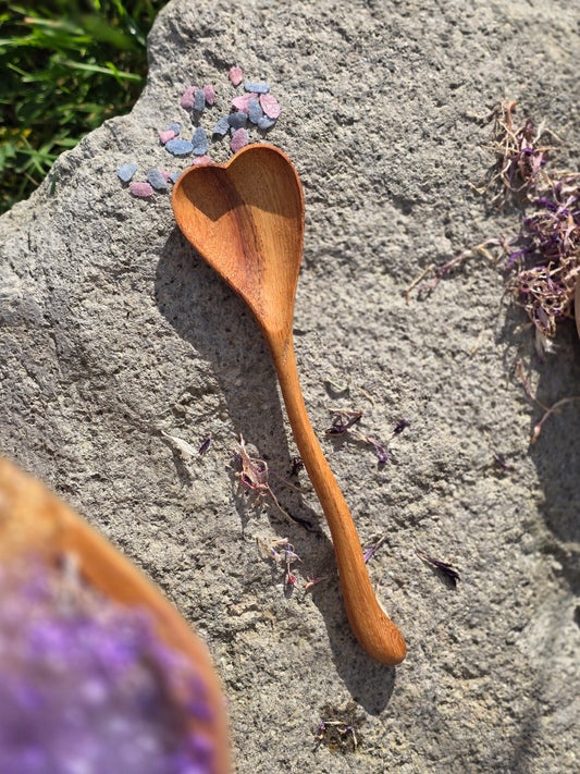 Wooden Heart Twig Spoon