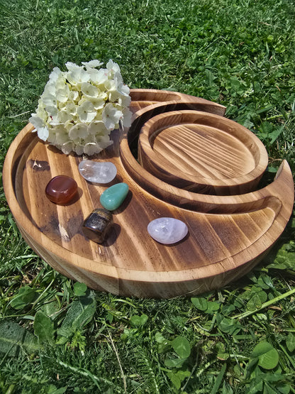 🌙 Wooden Crescent Moon Tray