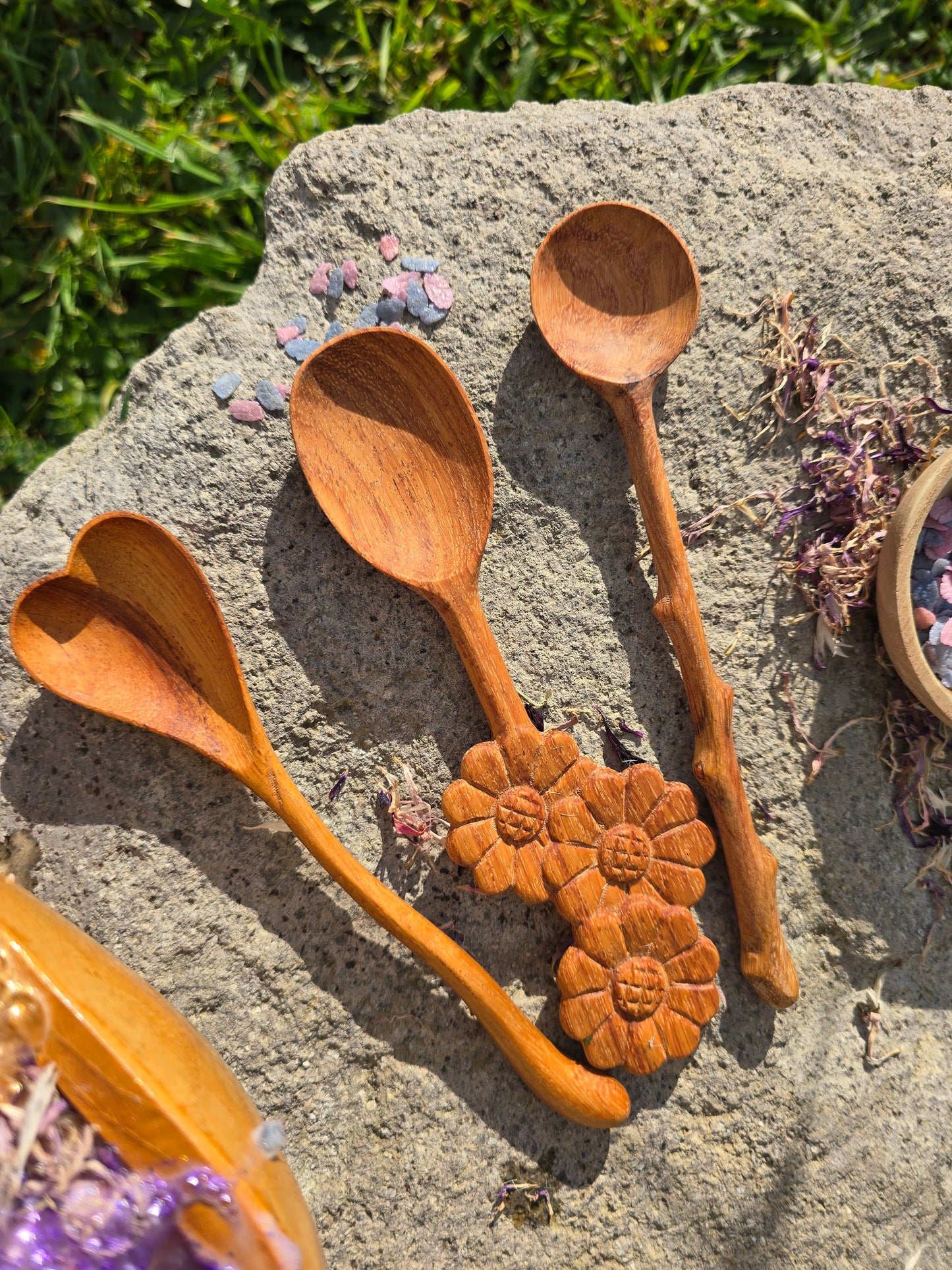 Wooden Heart Twig Spoon